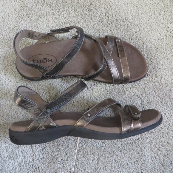 TAOS Womens Victory Sandals Size 6/37 Metallic/Brown/Gray(Bronze) Leather Straps - Picture 1 of 10